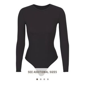 SKIMS Fits Everybody Black Long Sleeve Bodysuit Onyx